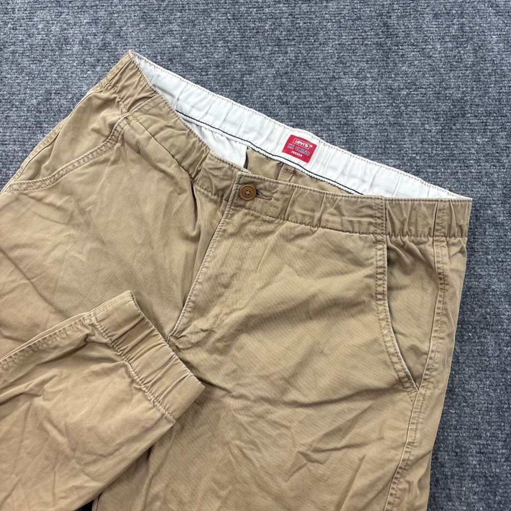 Levi's XX Chino Jogger Size Large Tan Khaki Elastic Waist Cotton Pants‎ Mens